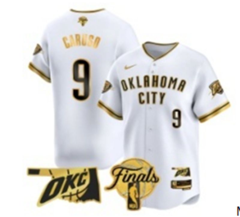 Men 2025 Oklahoma City Thunder #9 Caruso White Gold Nike Joint Name NBA Jersey style 23->oklahoma city thunder->NBA Jersey